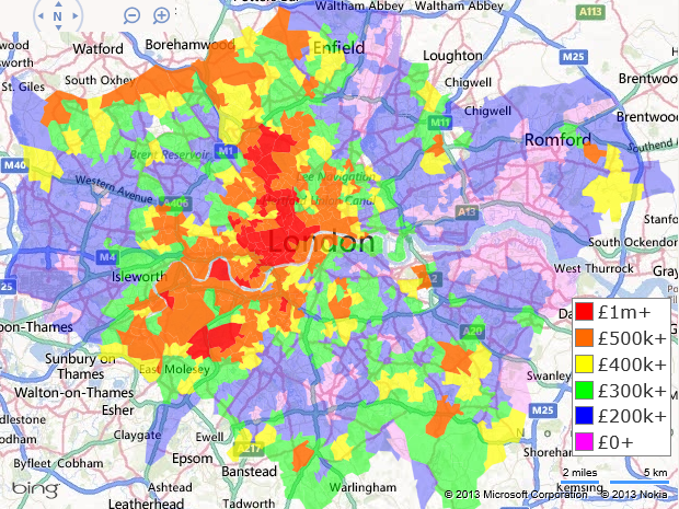 London house price heat map